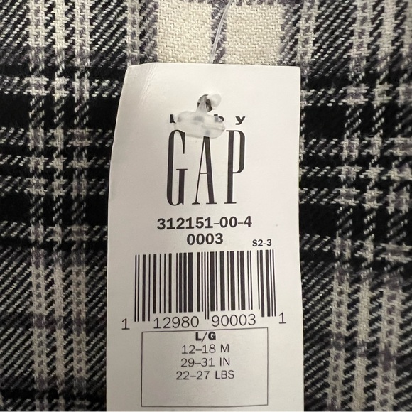 NWT Gap Kids plaid sleeveless dress, black & off white,large,size 12-18 months - Picture 6 of 7